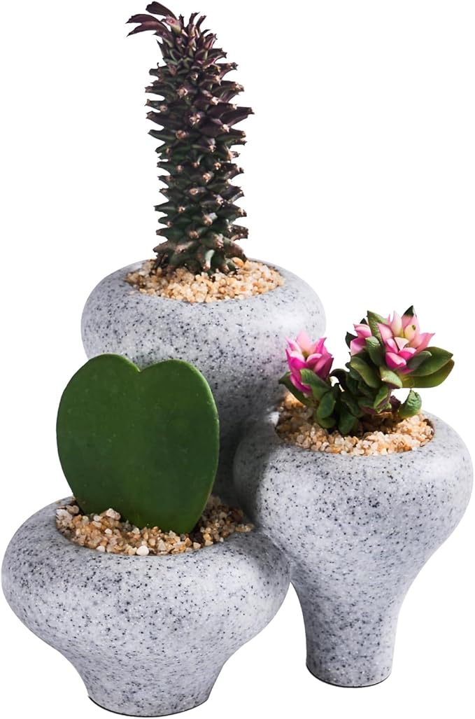 Boutique Huges - Petits pots décoratifs en granit gris
