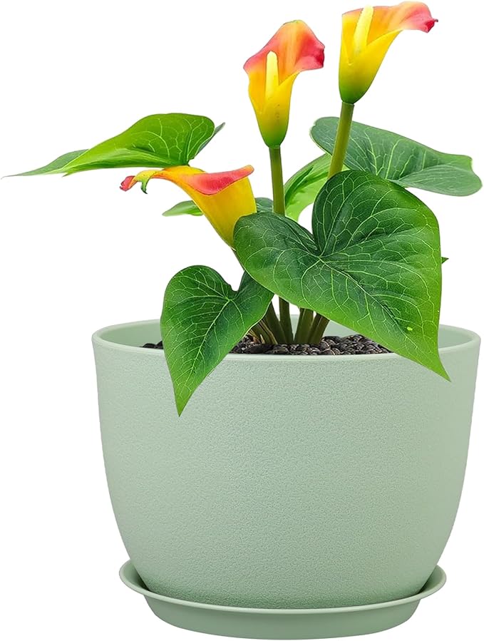 Grand pot de fleurs décoratif vert de 30 cm (12 pouces) de la boutique Huges